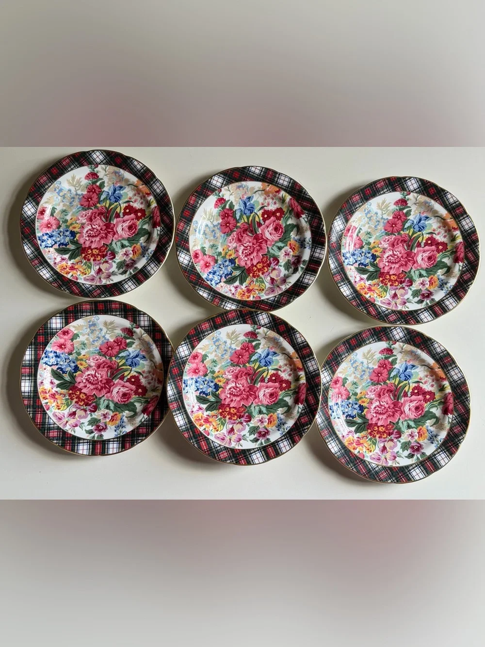 Ralph Lauren Hampton Floral Wedgwood Bone China Plates Set of 6
